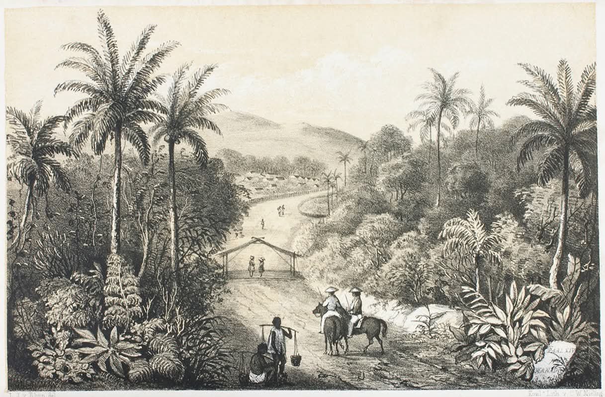 Pemandangan Tomohon (Lukisan L.J. van Rhijn 1847)