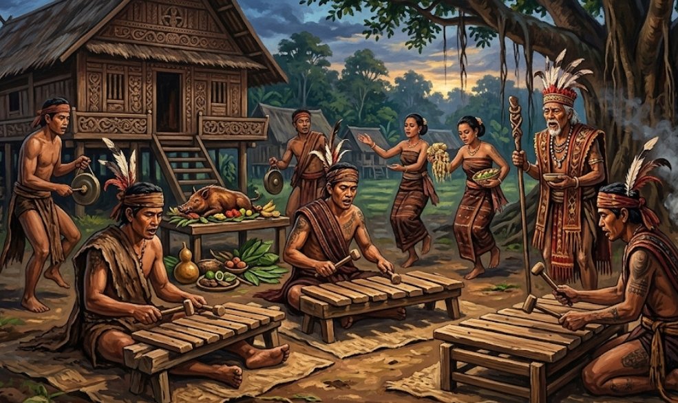 Alifuru Minahasa menggunakan kolintang dan gong kecil dalam setiap ritual adat (Ilustrasi)