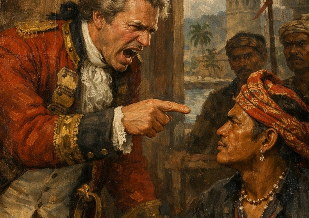 Residen George Fredrik Dürr dan Kapten Puluwang (Ilustrasi)