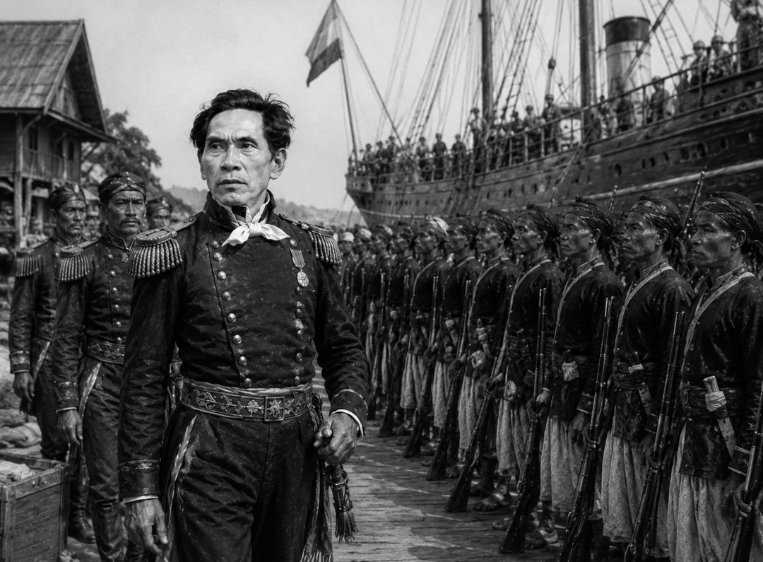 Majoor H.W Dotulong bersama pasukan tiba di pelabuhan Semarang 1829 (ilustrasi)