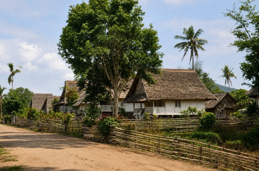 Pemandangan Langowan pada awal abad ke-20 (repro foto Komunitas Zending, 1900–1901).