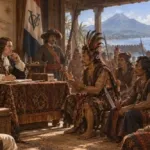 Para kepala negeri menghadap Robertus Padtbrugge di benteng Manado, membawa sengketa adat dan utang nyawa ke hadapan kekuasaan Kompeni, 1677. (Ilustrasi)