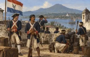 Prajurit-prajurit benteng Manado pada akhir abad ke-18 (ilustrasi)