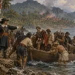 Pasukan VOC memberikan perahu kepada rombongan Spanyol yang terusir dari pedalaman Minahasa pada 1658.(ilustrasi)