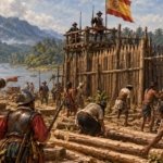 Garnisun Spanyol dan warga lokal membangun kubu berpagar kayu di pesisir Bolaang pada abad ke-17.(ilustrasi)