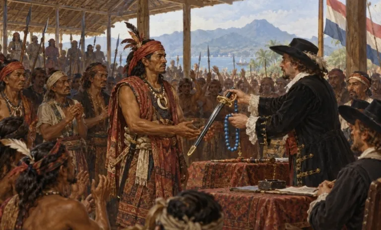 Rapat di Manado pada Agustus 1697, ketika Soepit, hukum mayor dari Tombariri, menerima hadiah berupa sebilah pedang Belanda dan seuntai koral biru dari utusan Kompeni.(ilustrasi)